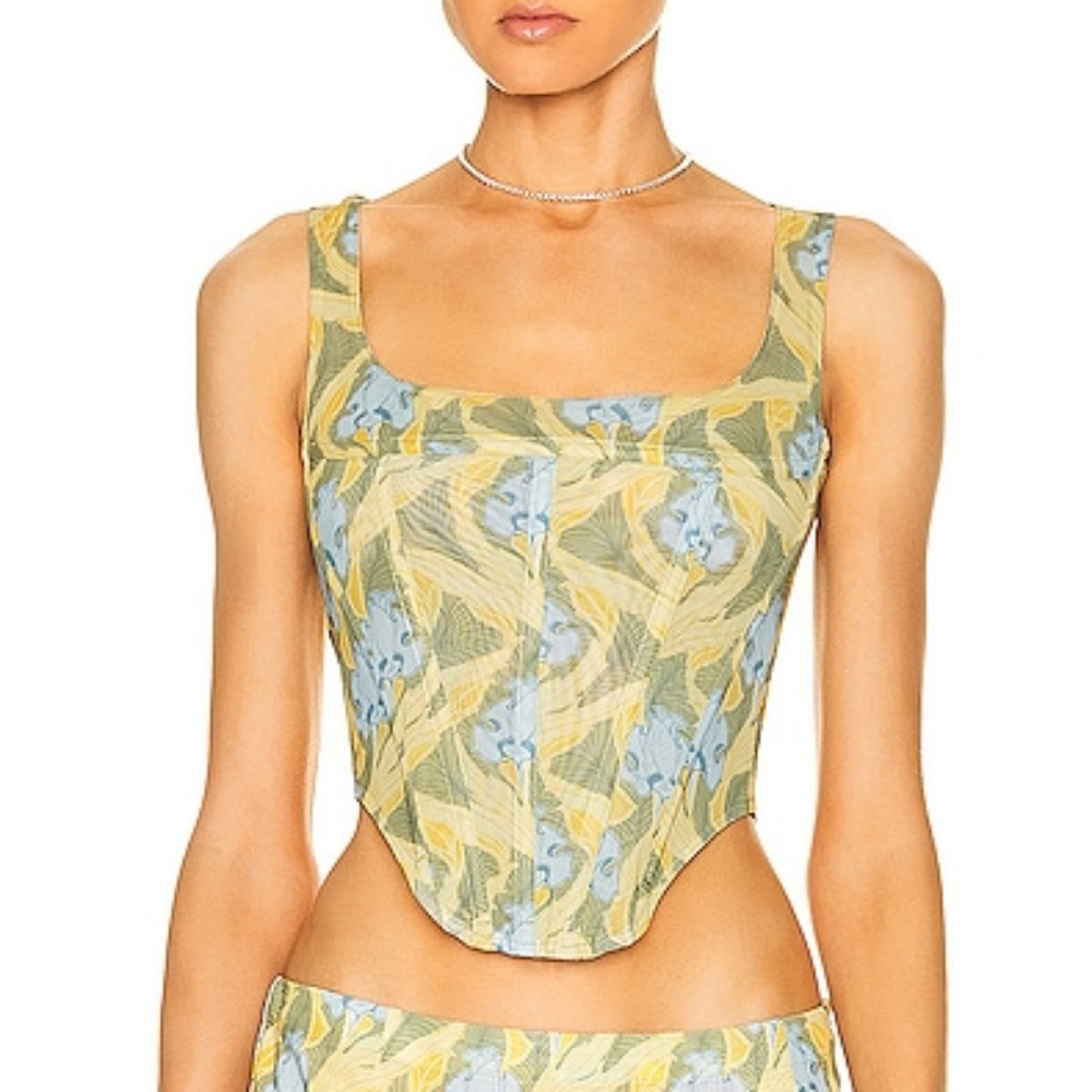 Miaou Yellow and Blue Patterned Top